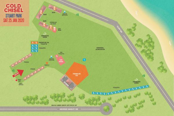 Cold Chisel venue map Stuart Park Wollongong final